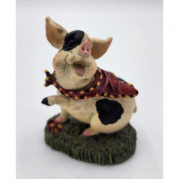 Pointing Scarf Pig Calabar Creations Pig Hollow Pete Apsit figurine 1994 Vintage - Picture 2 of 11